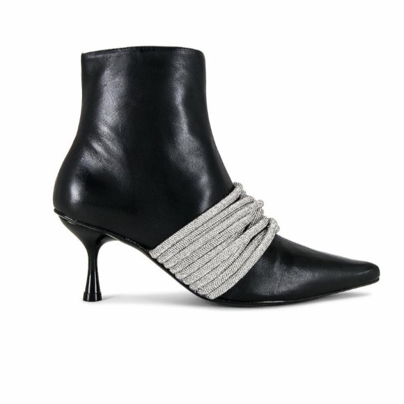 SIMKHAI Lian Multi Strap Crystal Ankle Boot in Black